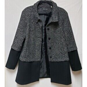 Women's Black Rivet Classy Wool Blend Color Block Winter Coat L Fully Lined NWOT